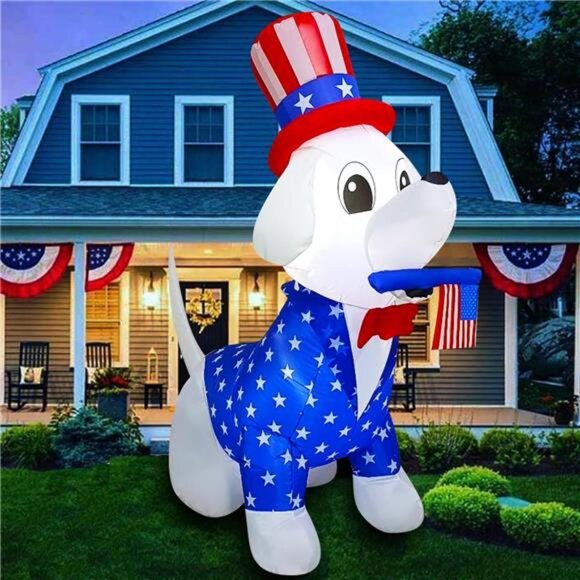 Amazon.com: Trystway 4th of July Inflatables 5FT Dog with  5FT Patriotic Independence Day 4th of July Inflatable Dog Decoration w/ USA Flag